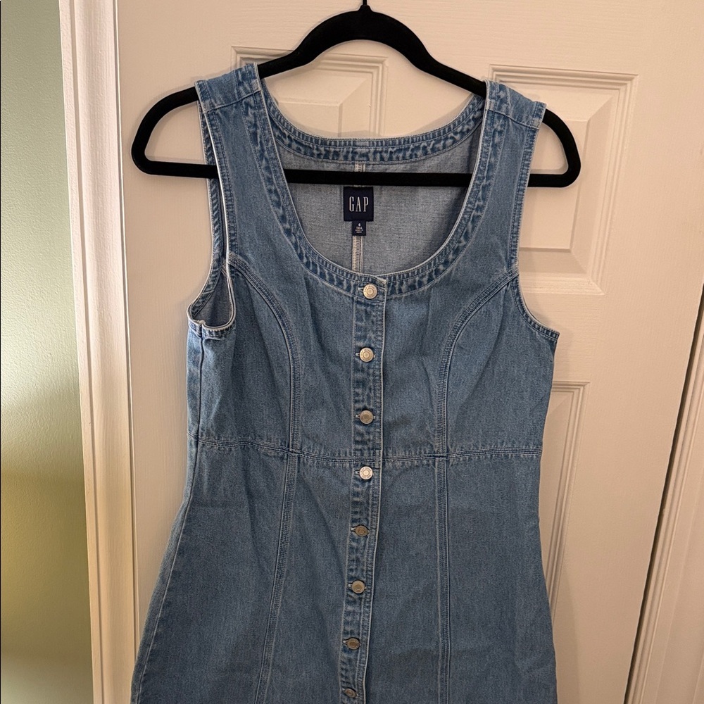 GAP Denim Button-Front Mini Dress Small Tall - Picture 2 of 6